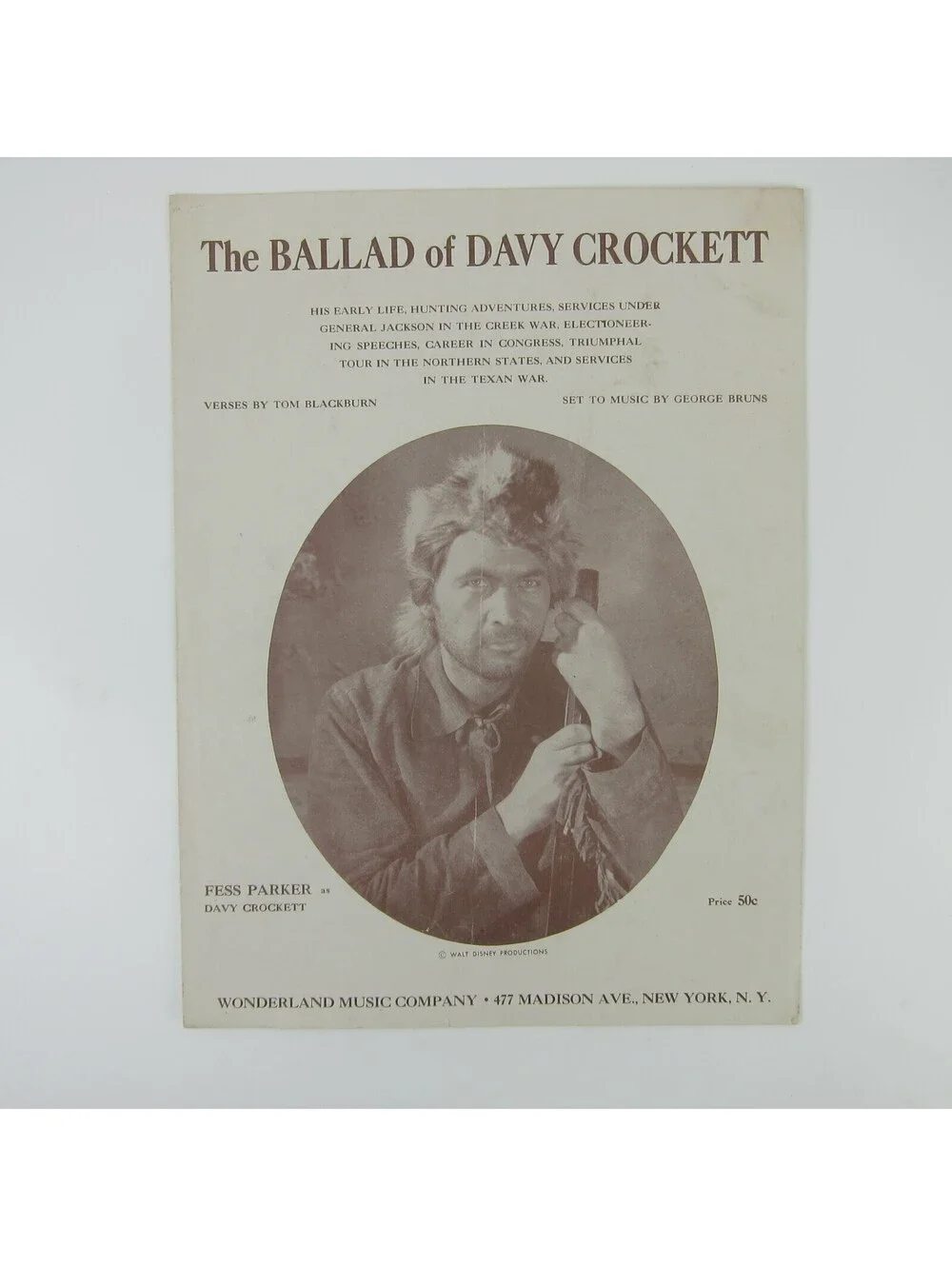 Sheet Music The Ballad of Davy Crockett Tom Blackburn George Bruns Vintage 1954